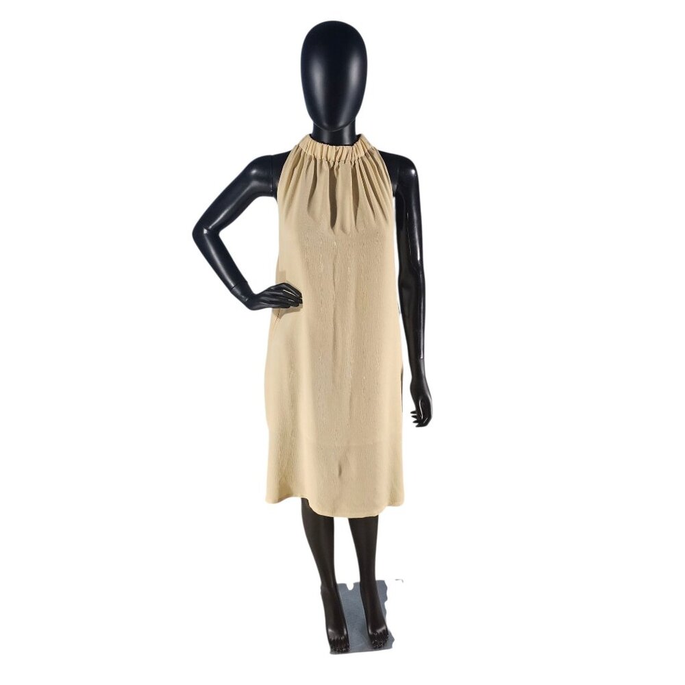 Daffodil Yellow Crepe Tie Neck Shift Short Dress - Prologue